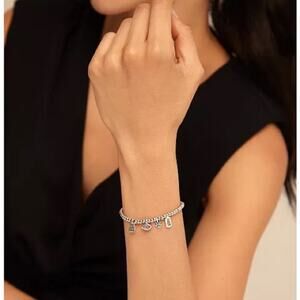 Uno de 50 Silver Beaded Charm Bracelet Amethyst Stone Suerte Clover